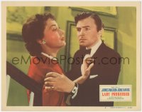 3z0934 LADY POSSESSED LC #4 1951 close up of James Mason in tuxedo grabbing worried June Havoc!