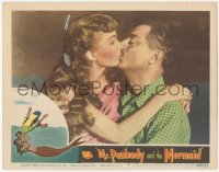 3z1030 MR. PEABODY & THE MERMAID LC #6 1948 best c/u of William Powell kissing mermaid Ann Blyth!