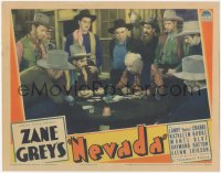 3z1043 NEVADA LC 1935 Buster Crabbe & cowboys watch an intense poker game, from Zane Grey's novel!