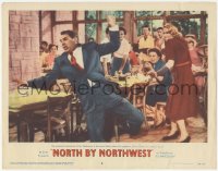 3z1060 NORTH BY NORTHWEST LC #8 1959 Alfred Hitchcock, Eva Marie Saint shoots at Cary Grant in cafe!