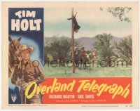 3z1079 OVERLAND TELEGRAPH LC #1 1951 cowboy Tim Holt stares at man hanging from pole!