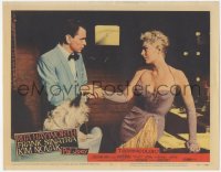 3z1081 PAL JOEY LC #5 1957 c/u of Frank Sinatra taking sexy Kim Novak's hand & standing by dog!