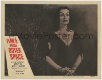 3z1096 PLAN 9 FROM OUTER SPACE LC #3 1958 best close up of Maila Nurmi as Vampira, Ed Wood!