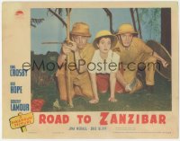 3z1134 ROAD TO ZANZIBAR LC 1941 Bing Crosby w/bow & arrow protecting Bob Hope & Dorothy Lamour!