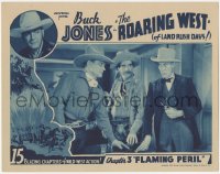 3z1136 ROARING WEST chapter 3 LC 1935 Buck Jones reaching for a shot of whiskey, Flaming Peril!