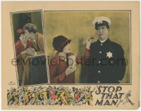 3z1234 STOP THAT MAN LC 1928 Arthur Lake borrows brother's police uniform to impress Barbara Kent!