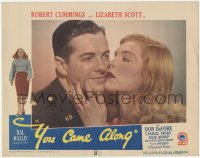 3z1389 YOU CAME ALONG LC #1 1945 best romantic close up of Robert Cummings & sexy Lizabeth Scott!