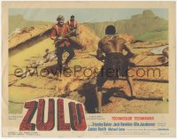 3z1400 ZULU LC #7 1964 close up of English soldier Michael Caine face to face with Zulu on rooftop!