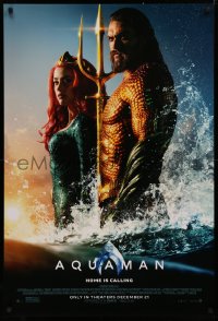 4a0713 AQUAMAN advance DS 1sh 2018 DC, Momoa in title role with sexy Amber Heard, home is calling!