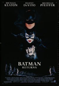 4a0738 BATMAN RETURNS 1sh 1992 Michael Keaton, Danny DeVito, Michelle Pfeiffer, Tim Burton!
