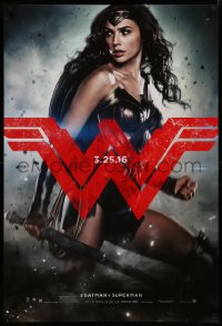 4a0745 BATMAN V SUPERMAN teaser DS 1sh 2016 great image of sexiest Gal Gadot as Wonder Woman!