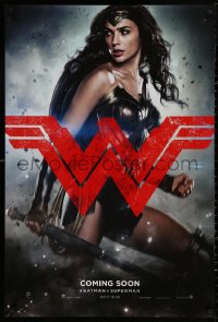4a0741 BATMAN V SUPERMAN int'l teaser DS 1sh 2016 great image of sexiest Gal Gadot as Wonder Woman!