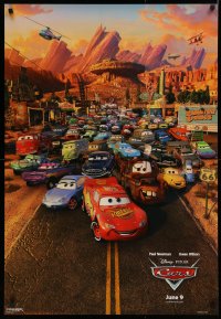 4a0782 CARS advance 1sh 2006 Walt Disney Pixar animated automobile racing, great cast image!