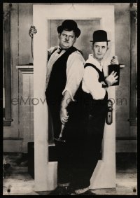 4a0587 LAUREL & HARDY 27x39 Italian commercial poster 1986 Stan & Oliver, cool wacky scene!
