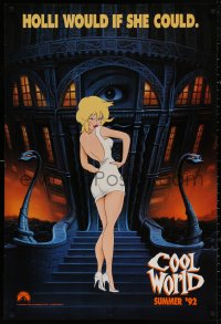 4a0798 COOL WORLD teaser DS 1sh 1992 cartoon art of Kim Basinger as Holli, she would if she could!
