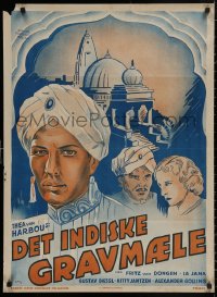 4a0172 INDIAN TOMB Danish R1943 Thea von Harbou's Das Indische Grabmal, different Koppel art, rare!