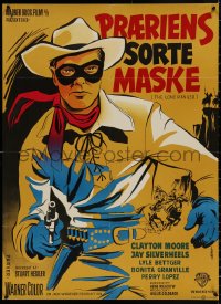 4a0178 LONE RANGER Danish 1958 great completely different Gaston art of Clayton Moore & Silver!