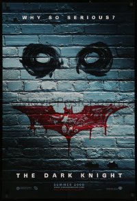 4a0809 DARK KNIGHT teaser 1sh 2008 why so serious? cool graffiti image of the Joker's face!