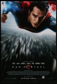 4a0975 MAN OF STEEL advance DS English 1sh 2013 Henry Cavill in the title role as Superman flying!