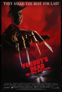 4a0845 FREDDY'S DEAD 1sh 1991 great art of Robert Englund as Freddy Krueger!