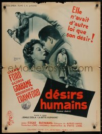 4a0060 HUMAN DESIRE French 24x31 1955 Gloria Grahame born to be bad, kissed & make trouble, Lang!