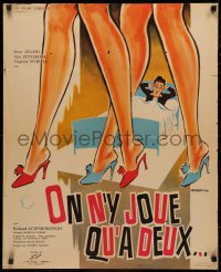 4a0064 ONLY TWO CAN PLAY French 24x29 1964 different Marty art of Peter Sellers in bed & sexy legs!