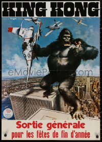 4a0072 KING KONG German 1976 John Berkey art of BIG Ape standing on the Twin Towers!