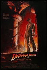 4a0904 INDIANA JONES & THE TEMPLE OF DOOM 1sh 1984 adventure is Harrison Ford's name, Wolfe art!