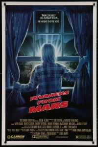 4a0912 INVADERS FROM MARS 1sh 1986 Tobe Hooper, art by Mahon, he knows they're here, R-rated!