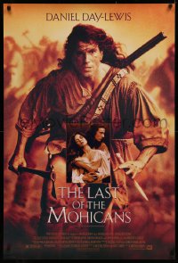 4a0945 LAST OF THE MOHICANS 1sh 1992 Daniel Day Lewis as adopted Native American!