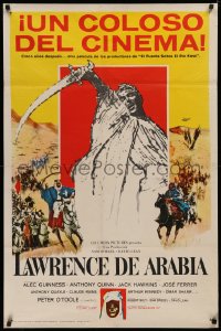 4a0946 LAWRENCE OF ARABIA Spanish/US 1sh 1962 David Lean, Peter O'Toole with sword raised, rare!
