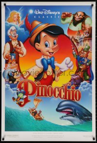 4a1016 PINOCCHIO DS 1sh R1992 Disney classic cartoon about wooden boy who wants to be real!