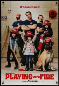 4a1018 PLAYING WITH FIRE int'l teaser DS 1sh 2019 it's 0% contained, John Cena, wacky fire fighting!