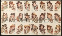 4a0273 COWBOY KINGS OF WESTERN FAME uncut postcard sheet 1973 John Wayne and many more top stars!