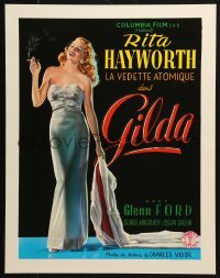 4a0381 GILDA 15x20 REPRO poster 1990s sexy smoking Rita Hayworth full-length in sheath dress