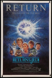 4a1040 RETURN OF THE JEDI studio style 1sh R1985 George Lucas classic, Mark Hamill, Ford, Tom Jung art!
