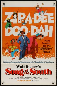 4a1079 SONG OF THE SOUTH 1sh R1972 Walt Disney, Uncle Remus, Br'er Rabbit & Bear, zip-a-dee doo-dah!