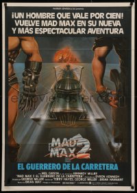 4a0242 MAD MAX 2: THE ROAD WARRIOR Spanish 1982 Mel Gibson returns as Mad Max, cool different art!