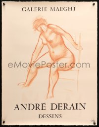 4a0520 ANDRE DERAIN DESSINS 20x26 French art exhibition 1950s seated nude woman by the artist!
