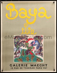 4a0521 BAYA 19x24 French museum/art exhibition 1947 colorful tipped in artwork by Baya Mahieddine!