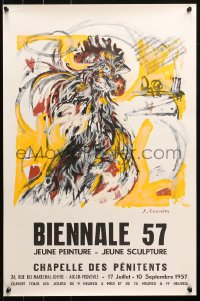 4a0522 BIENNALE 57 18x26 French museum/art exhibition 1957 art of a rooster by Jean Commere!