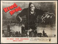 4a0645 KING KONG 19x25 special poster R1952 best image of ape w/Fay Wray over New York skyline!