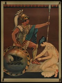 4a0339 MILO WINTER 26x35 art print 1940s Chromolithograph, artwork of Achilles with spear!