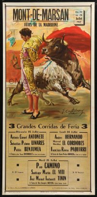 4a0651 MONT-DE-MARSAN 14x29 Spanish special poster 1967 Jose Cros Estrems matador toreador art!