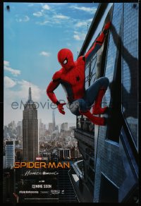 4a1087 SPIDER-MAN: HOMECOMING int'l teaser DS 1sh 2017 Holland in title role hanging from building!