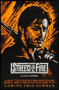 4a1106 STREETS OF FIRE advance 1sh 1984 Walter Hill, Riehm orange dayglo art, a rock & roll fable!