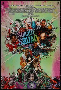 4a1108 SUICIDE SQUAD advance DS 1sh 2016 Smith, Leto as the Joker, Robbie, Kinnaman, cool art!