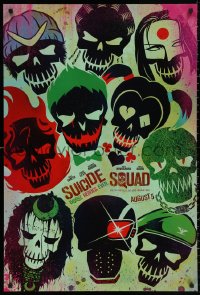 4a1112 SUICIDE SQUAD teaser DS 1sh 2016 Smith, Leto as the Joker, Robbie, Kinnaman, cool art!
