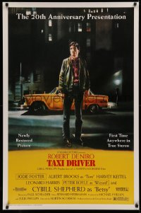4a1118 TAXI DRIVER 1sh R1996 classic art of Robert De Niro by cab, directed by Martin Scorsese!