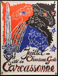 4a0411 CHANSONS DE GESTE 20x26 French travel poster 1950s wild sword art by Jean Lurcat!